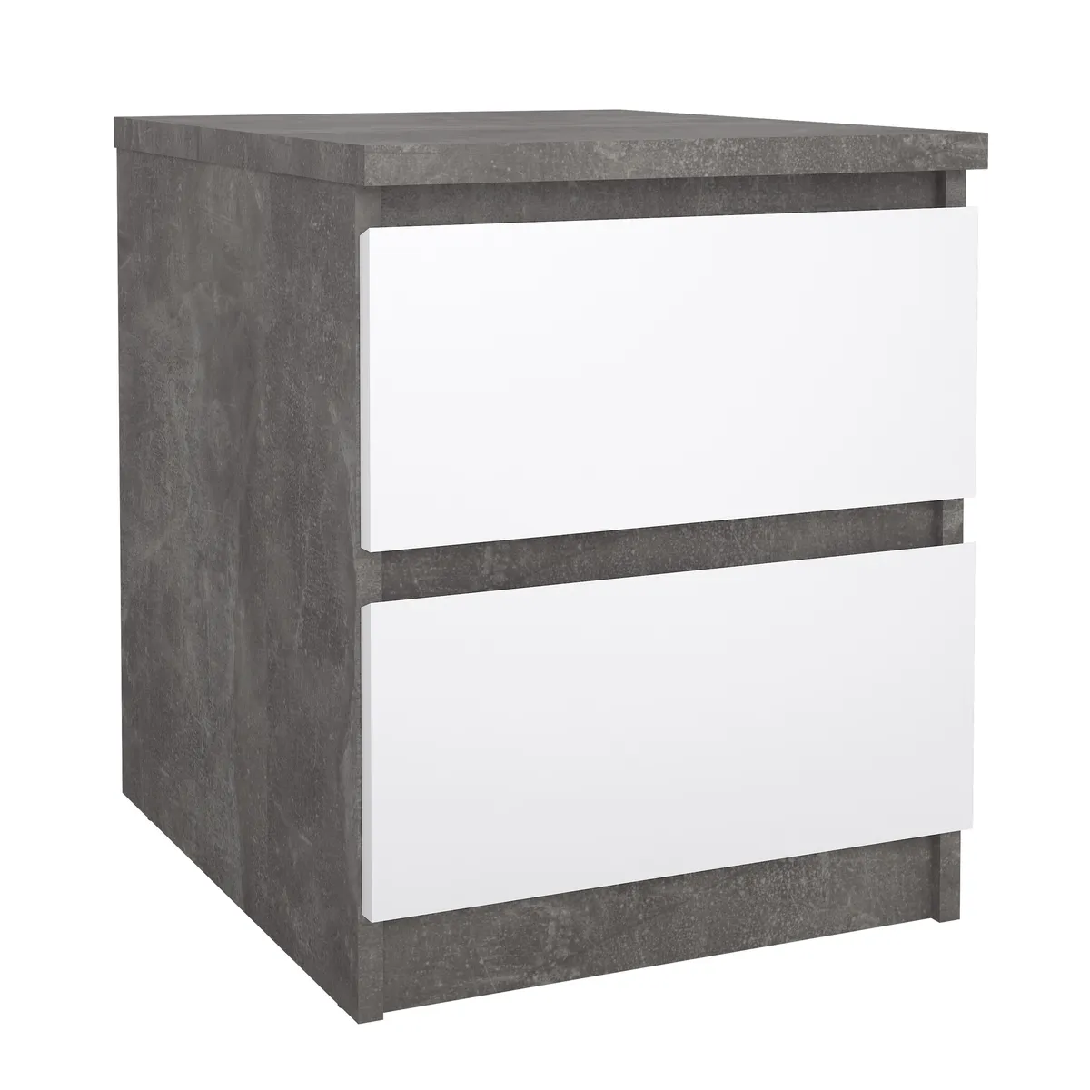 Nachtkonsole- B ca. 40 cm, Betonoptik, Weiß, Hochglanz