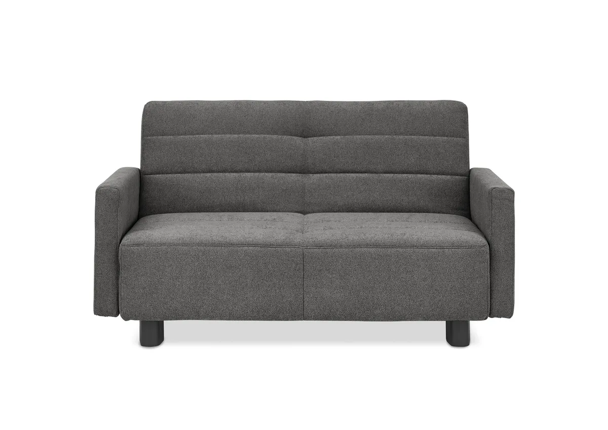  Faltsofa Easy - 2-Sitzer, ca. 140 cm inkl. Schlaffunktion/Topper/Armteil verstellbar, Stoff, Dunkelgrau