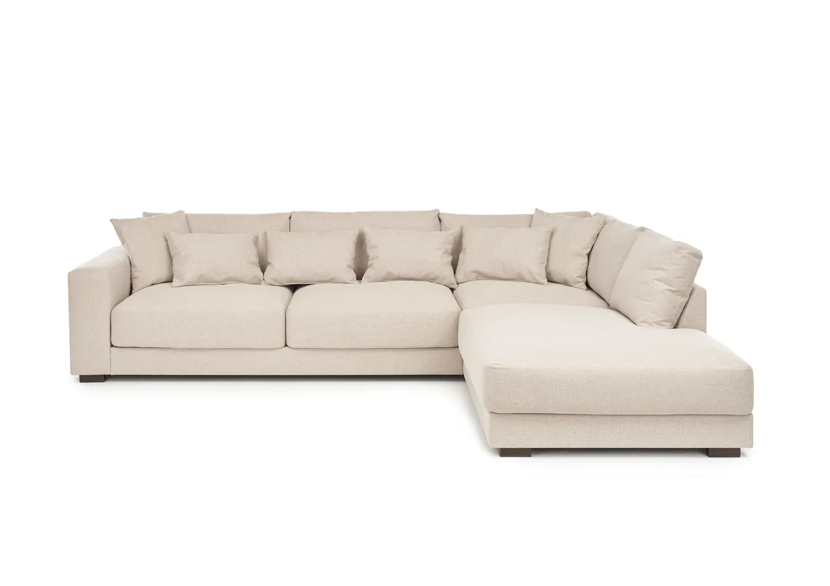 Ecksofa - 3-Sitzer, Ecke rechts, Stoff, Beige