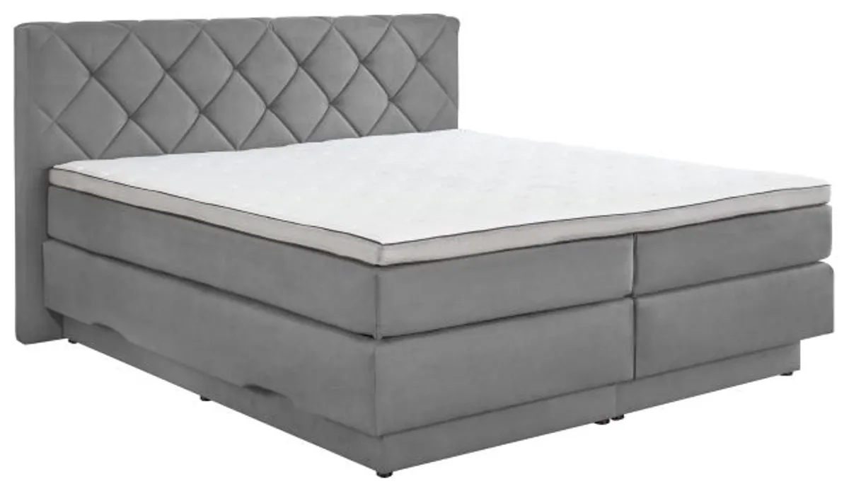 Boxspringbett- Liegefläche ca. 180x200 cm, Stoff, Grau