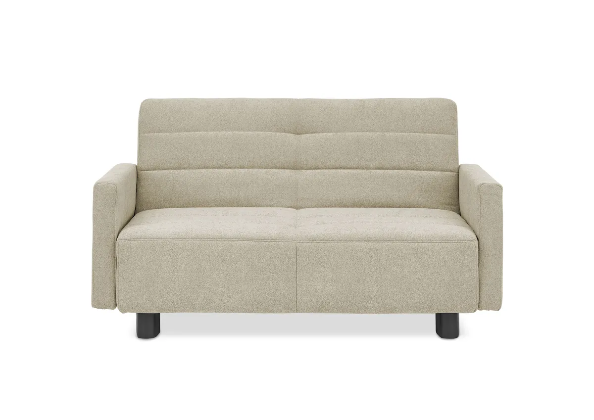 Faltsofa Easy - 2-Sitzer, ca. 140 cm inkl. Schlaffunktion/Topper/Armteil verstellbar, Stoff, Beige