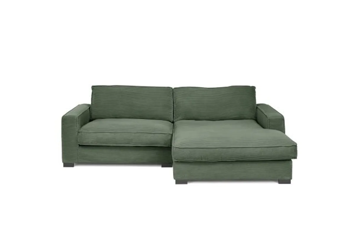 Ecksofa - 2-Sitzer, Ecke rechts, Stoff, Grün