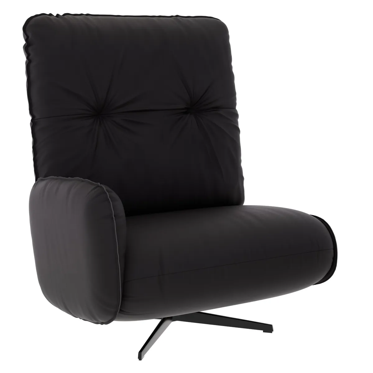 Loungesessel Lovere - Leder, Schwarz, Armlehne links