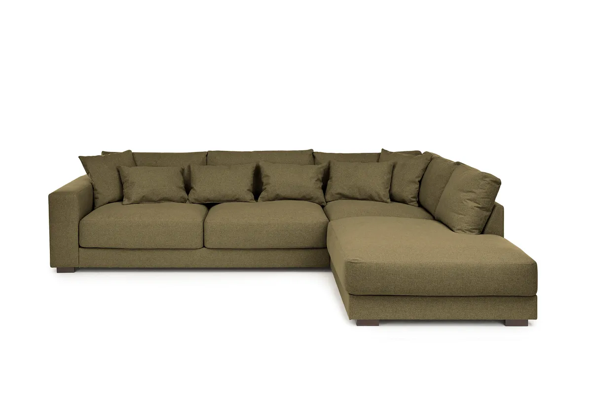 Ecksofa - 3-Sitzer, Ecke rechts, Stoff, Olive
