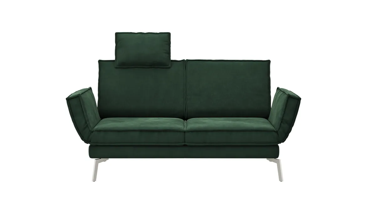 Sofa My - 2-Sitzer mit Rückenlehne/Armlehne verstellbar und Drehsitze, Stoff, Dunkelgrün