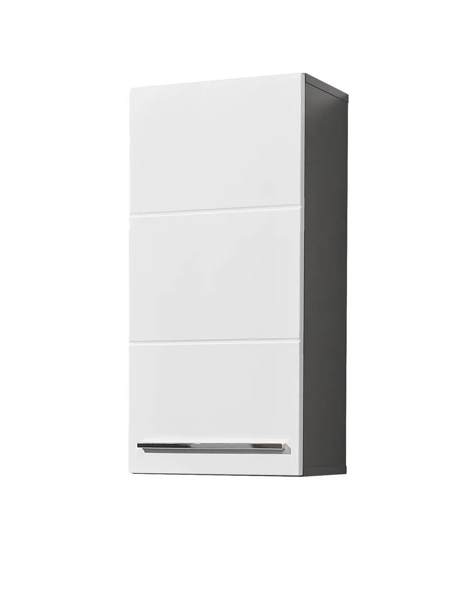 Hängeschrank- B ca. 34 cm, Anthrazit, Weiß, Hochglanz