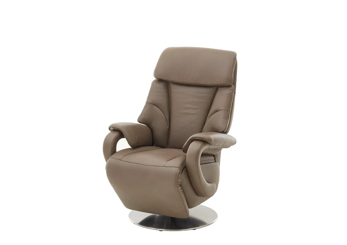 Fernsehsessel EM Celle - Relaxfunktion, Leder, Steingrau