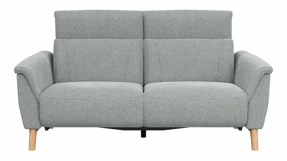 Sofa Nevin - 2,5-Sitzer inkl. Sitzvorzug (motorisch) und Kopfpolsterverstellung, Stoff, Silbergrau
