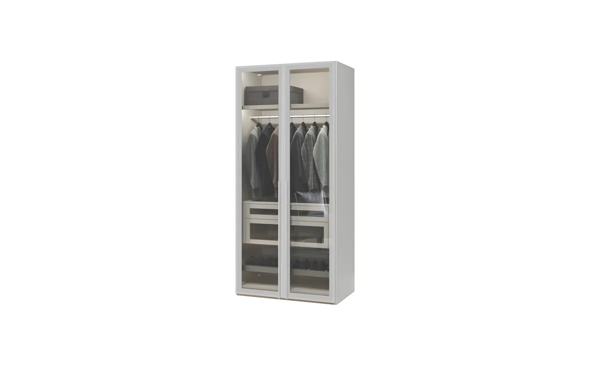 Drehtürenschrank JOIN IT- B ca. 101 cm, Weiss, Glas