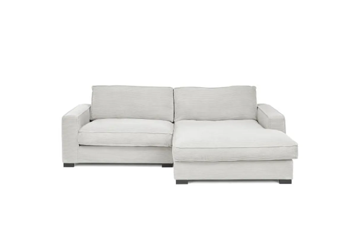 Ecksofa - 2-Sitzer, Ecke rechts, Stoff, Hellgrau