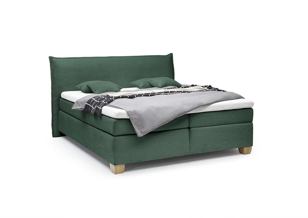  Boxspringbett HADAI- Liegefläche ca. 180x200 cm, Stoff, Opalgrün