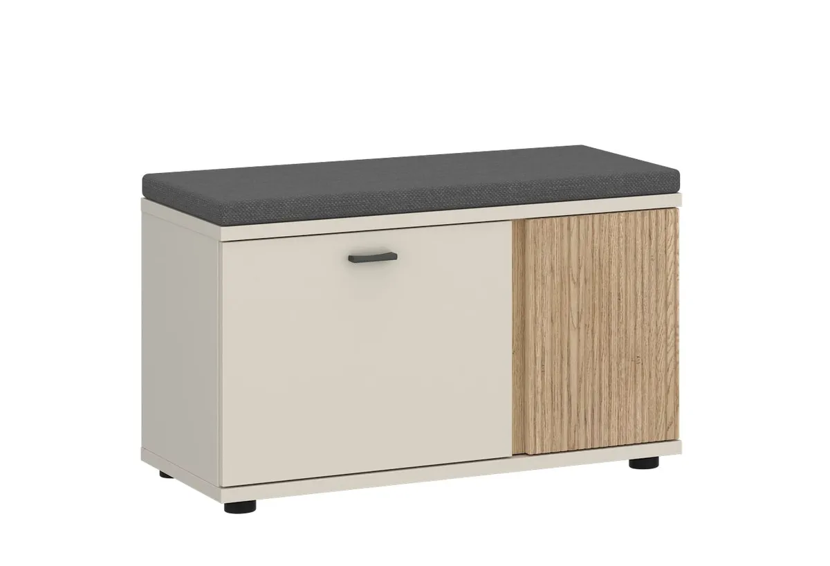 Sitzbank - inkl. Sitzkissen, B ca. 80 cm, Kaschmir, Cremona Eiche Nachbildung