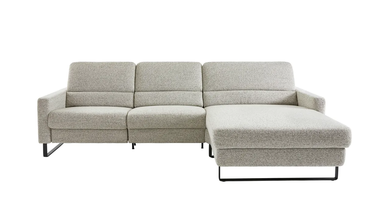 Ecksofa Valera - 3-Sitzer mit Longchair rechts inkl. Rückenlehne verstellbar, Stoff, Limone