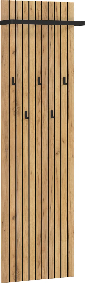 Garderobenpaneel - B ca. 46 cm, Navarra Eiche Nachbildung, Schwarz