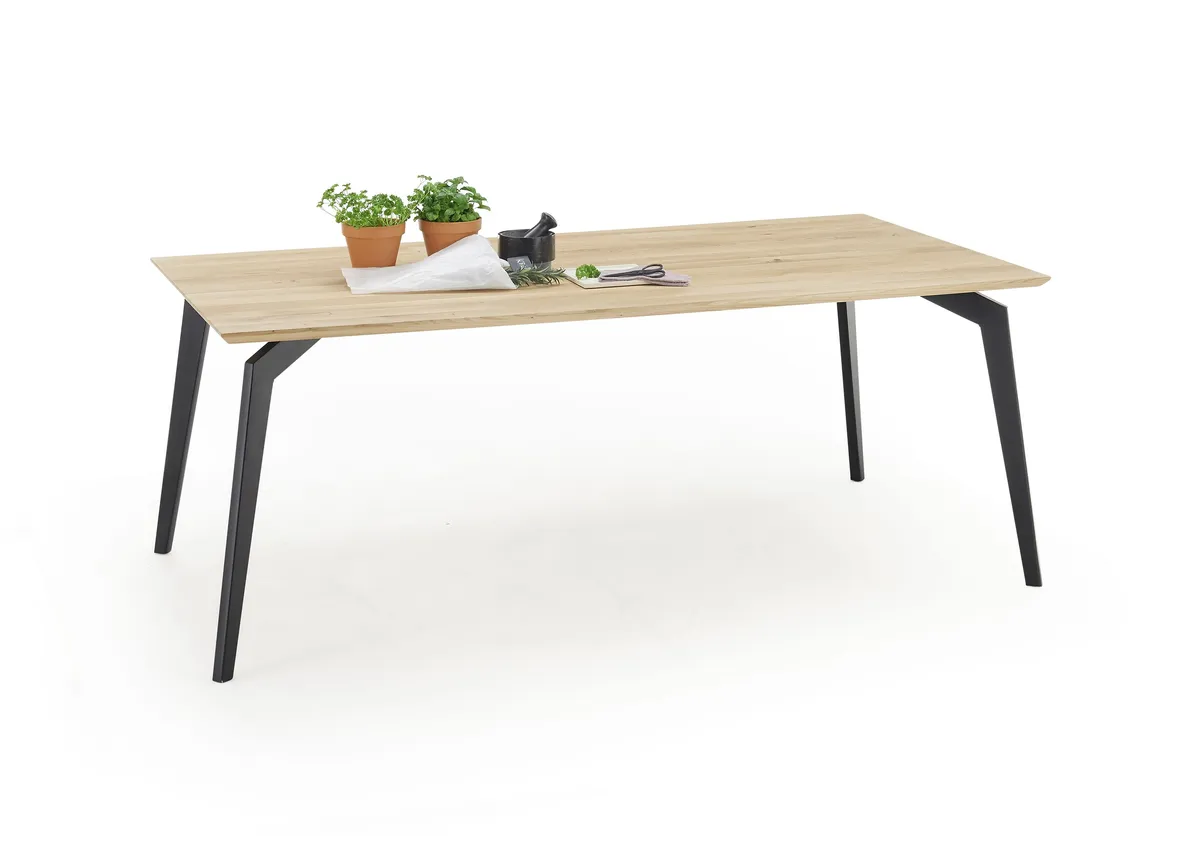 Esstisch - LB ca. 200x100 cm, Wildeiche massiv geölt Legno Light, Schweizer Kante, Schwarz