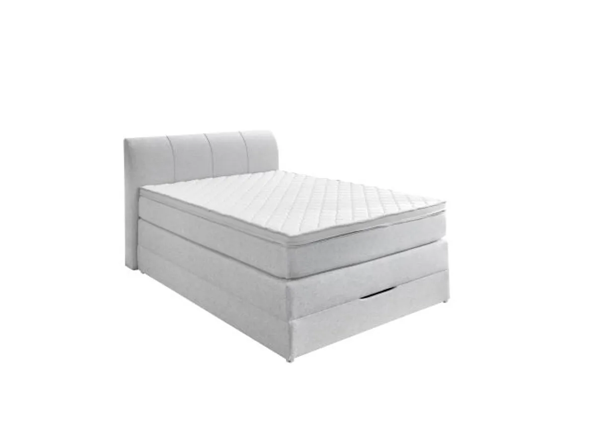 Boxspringbett- Liegefläche ca. 140x200 cm, Stoff, Silber