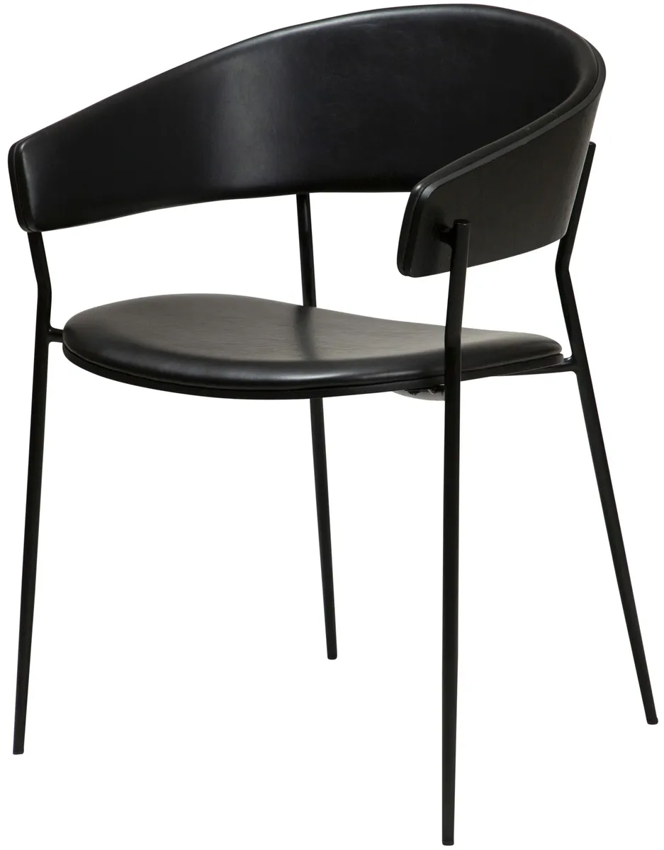 Stuhl - Furnierholz, Kunstleder, Ash, Schwarz