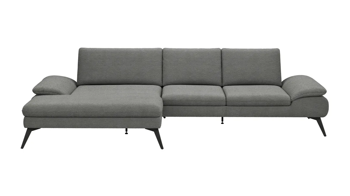 Ecksofa Collina - Longchair links, 2,5-Sitzer, Stoff, Dunkelgrau