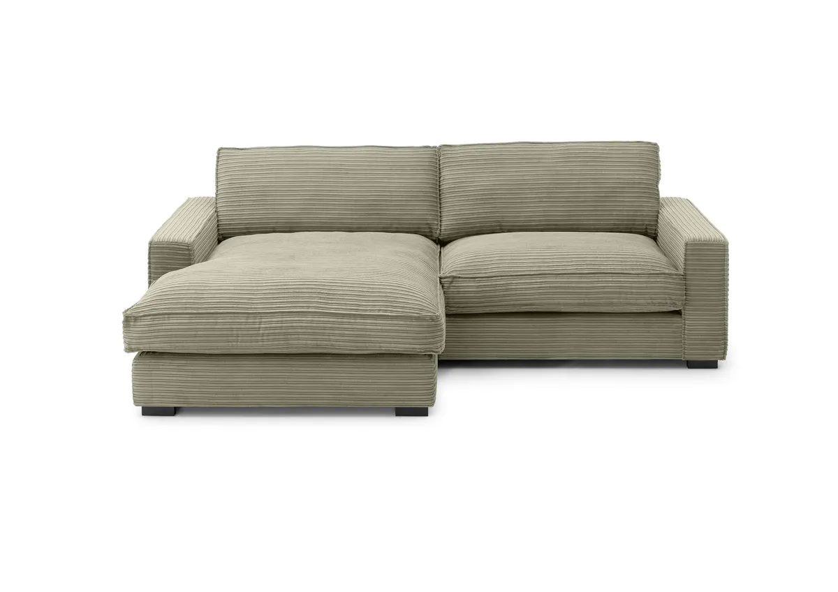 Ecksofa - Ecke links mit 2-Sitzer, Cord, Steingrau