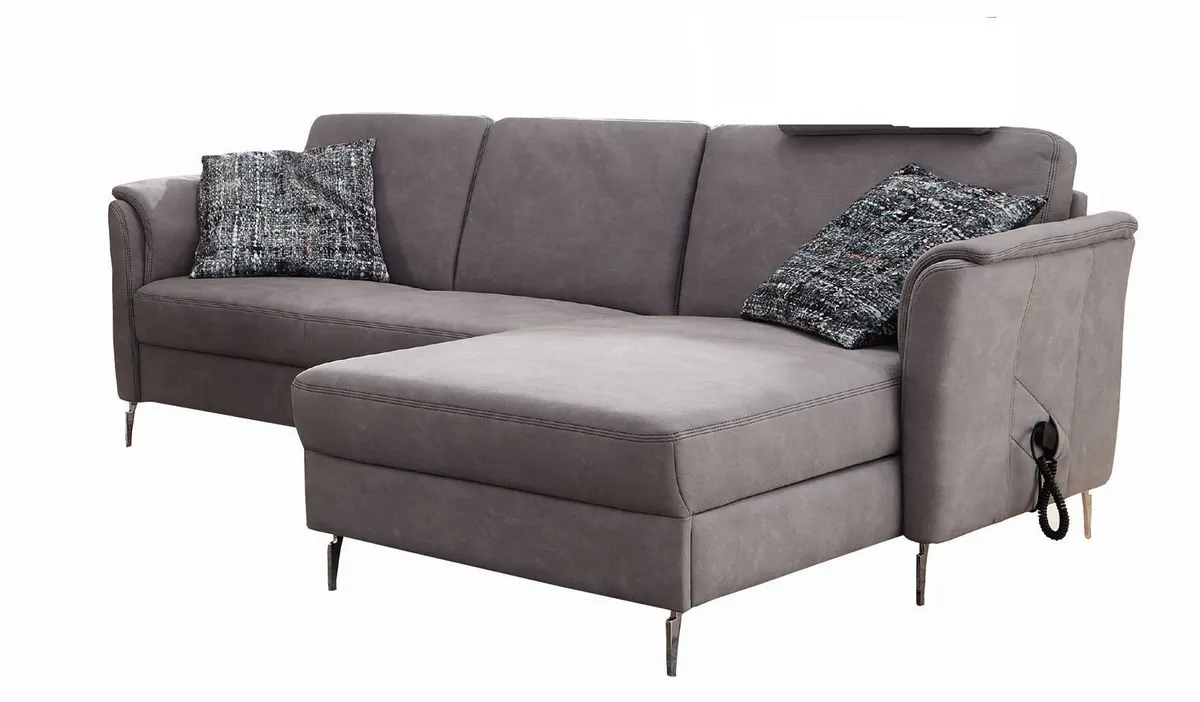 Sofa - 2,5 Sitzer mit Longchair Rechts, Stoff, Silbergrau