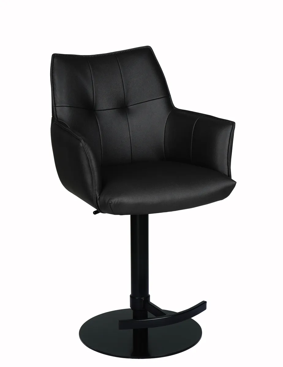 Barhocker MAKANA - drehbar, höhenverstellbar, Stoff, Schwarz