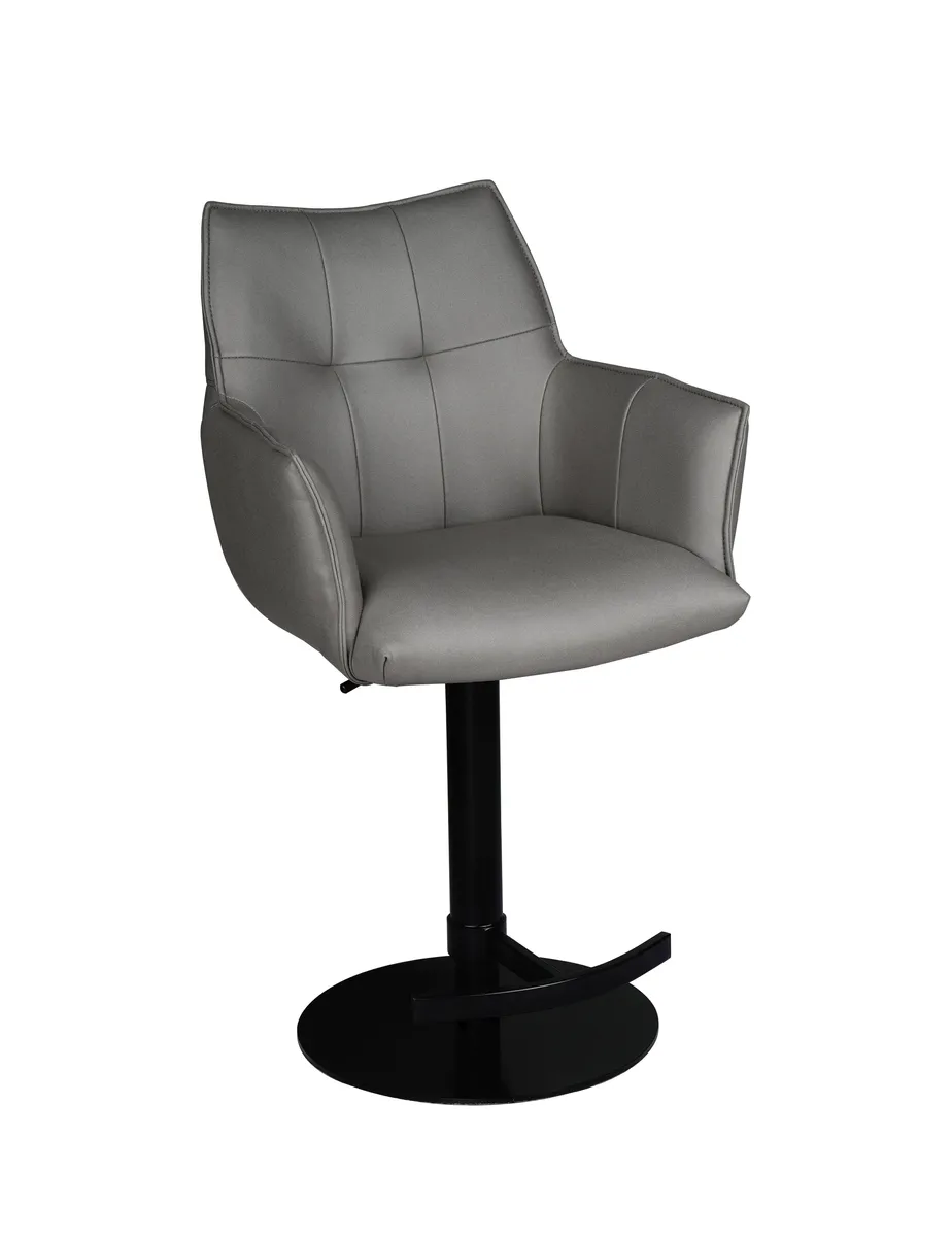 Barhocker MAKANA - drehbar, höhenverstellbar, Stoff, Hellgrau