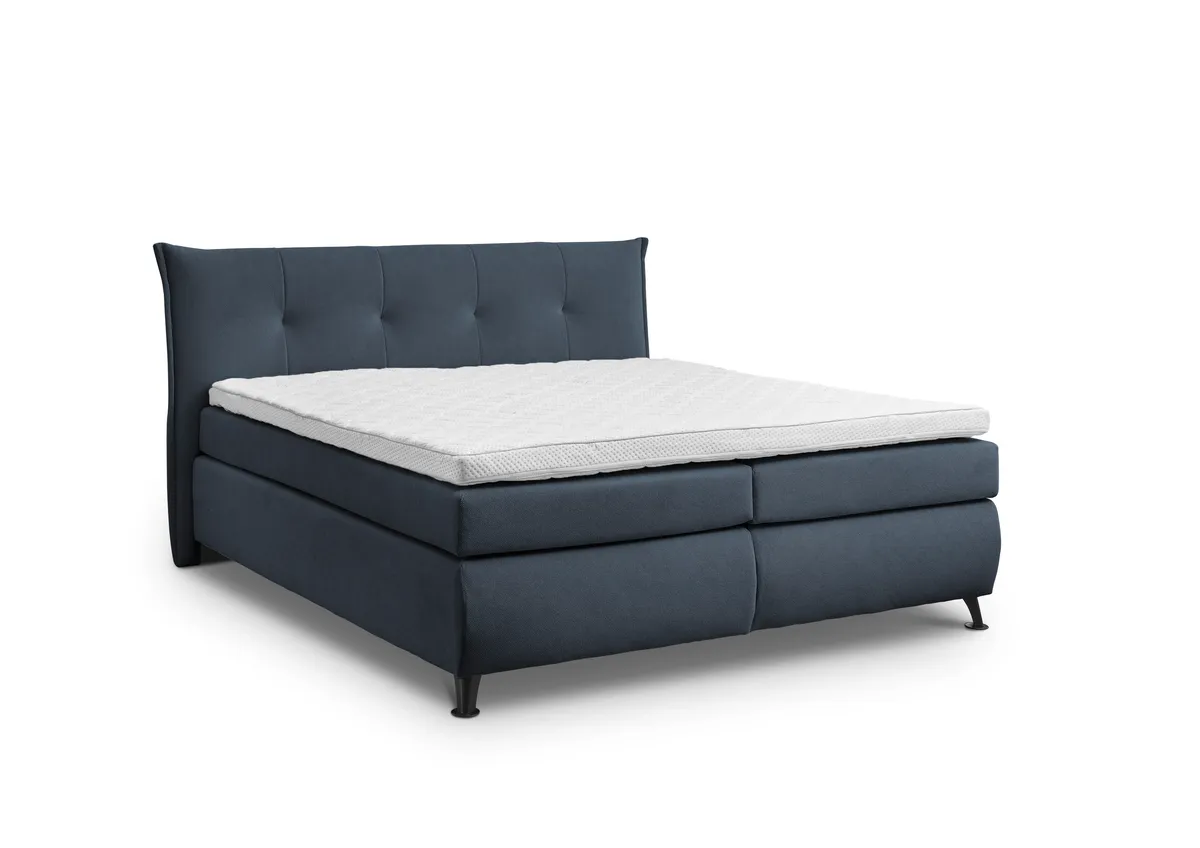 Boxspringbett HAROA- Liegefläche ca. 180x200 cm, Stoff, Blau, TFK H4/TFK H4