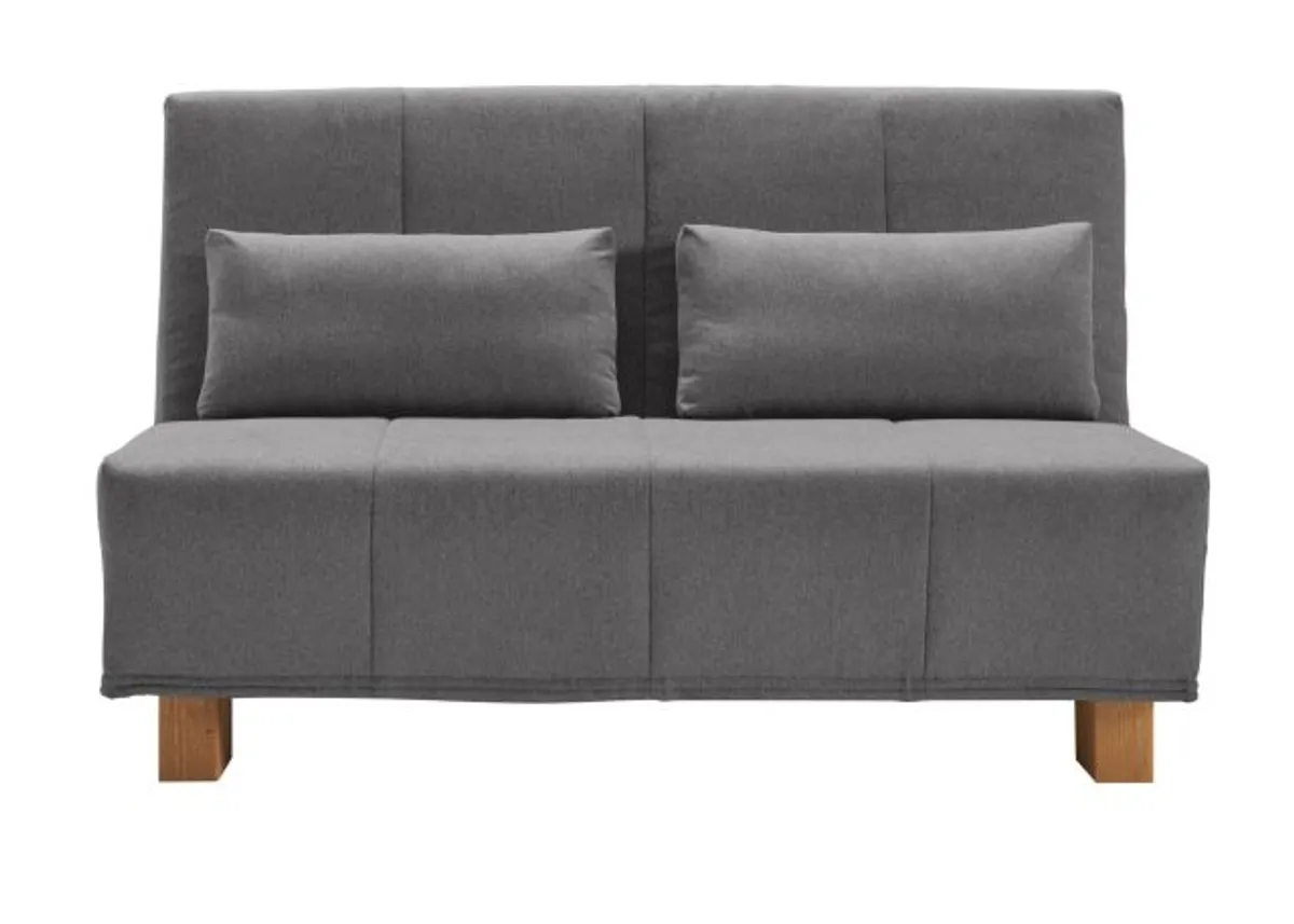 Schlafsofa EASY DELUXE - 2-Sitzer, 120 cm inkl. Schlaffunktion, Stoff Dunkelgrau