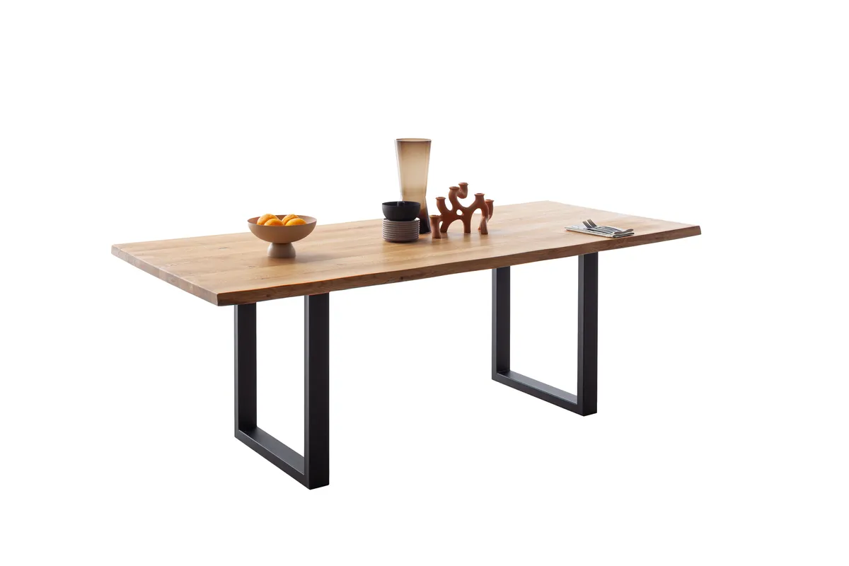Esstisch - LB ca. 180x100 cm, Wildeiche massiv geölt, Baumkante