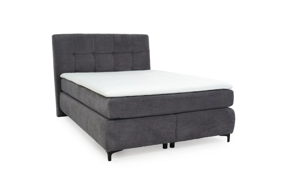 Boxspringbett- Liegefläche ca. 140x200 cm, Stoff, Grau