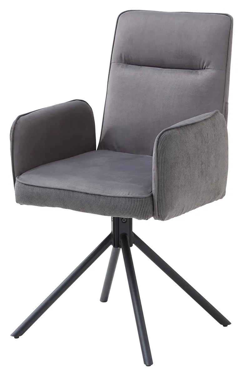 Armlehnstuhl - drehbar, Samt, Cord, Grau