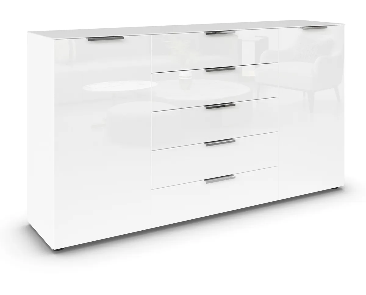 Kommode RIPP- Weiß, Glas, Weiß