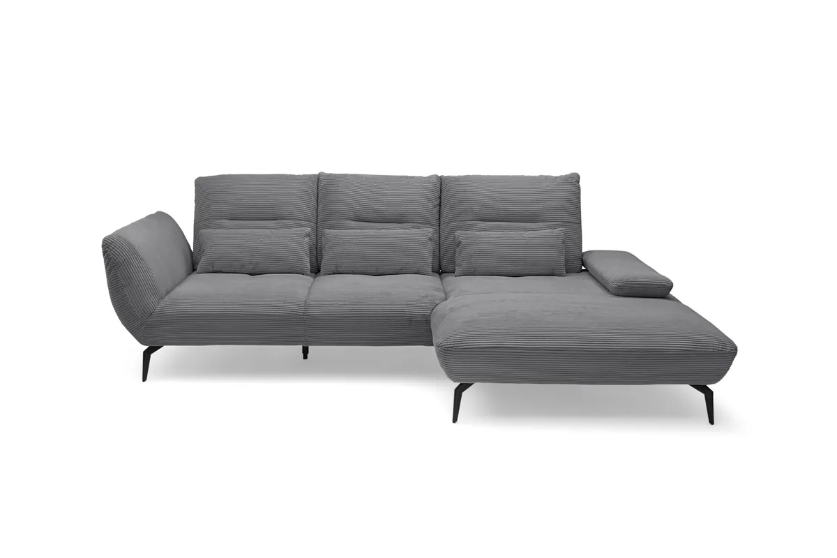 Ecksofa PAYTON - 2-Sitzer, Ecke rechts, Stoff, Grau