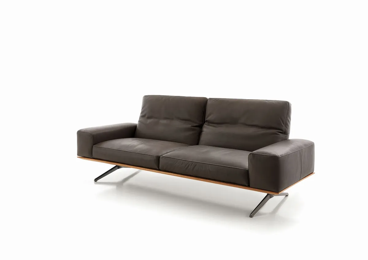 Sofa - 2,5-Sitzer, Kopfteil/Rückenlehne verstellbar, Leder, Dunkelbraun