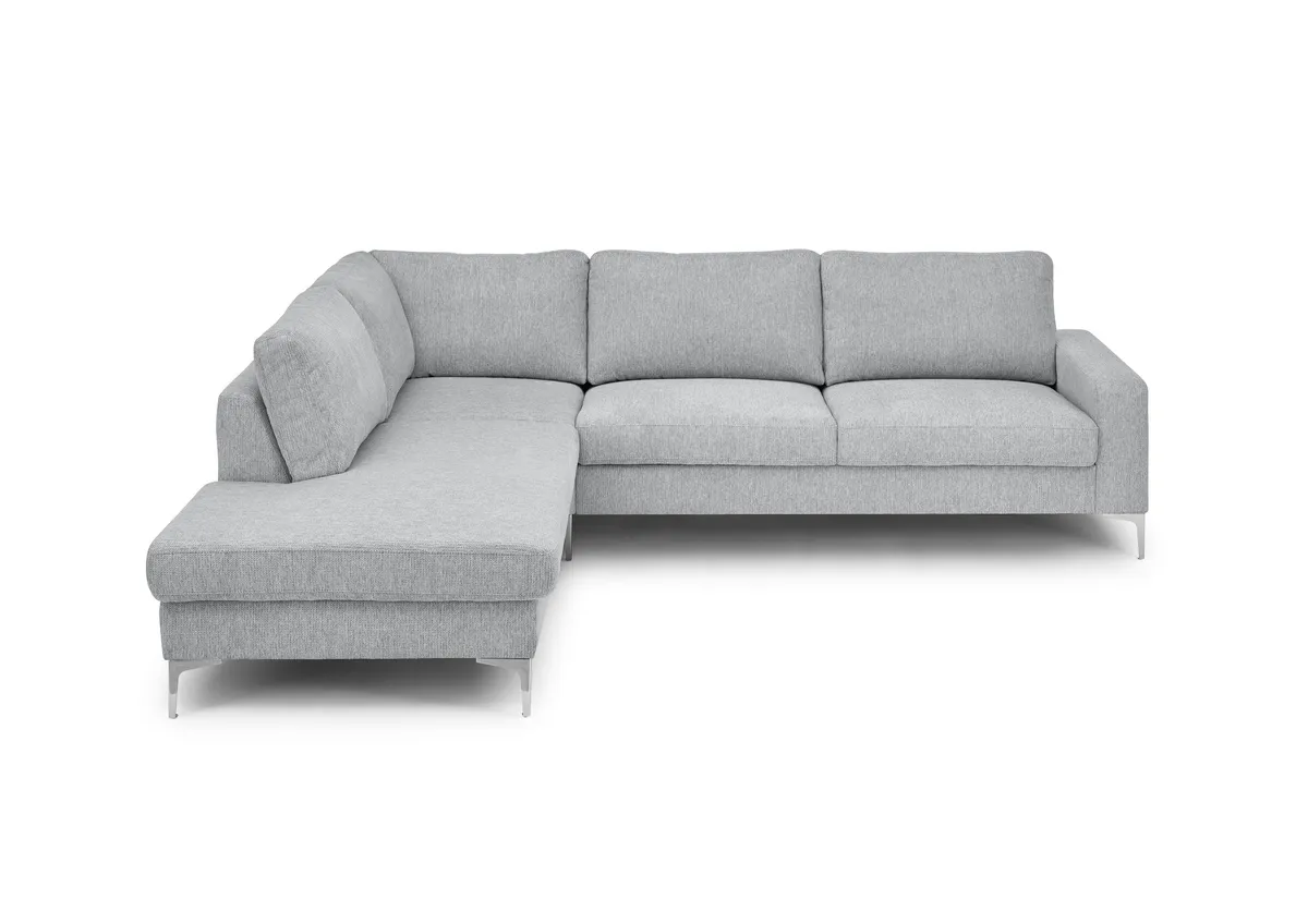 Ecksofa CALM 2.0 - Ecke links mit 2,5-Sitzer, Schlaffunktion mit Bettkasten, Stoff, Grau