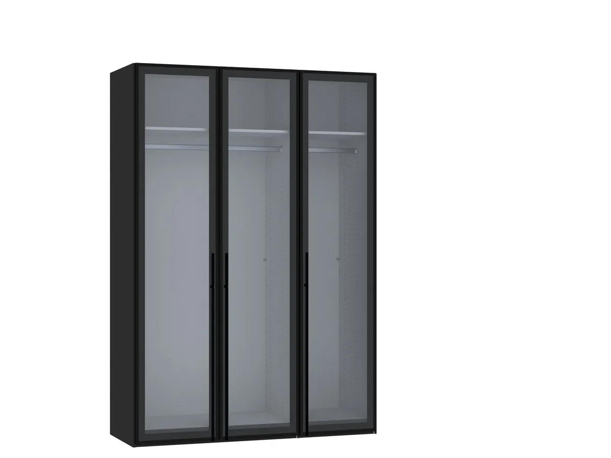 Drehtürenschrank JOIN IT- B ca. 152 cm, Schwarz, Glas, Grau