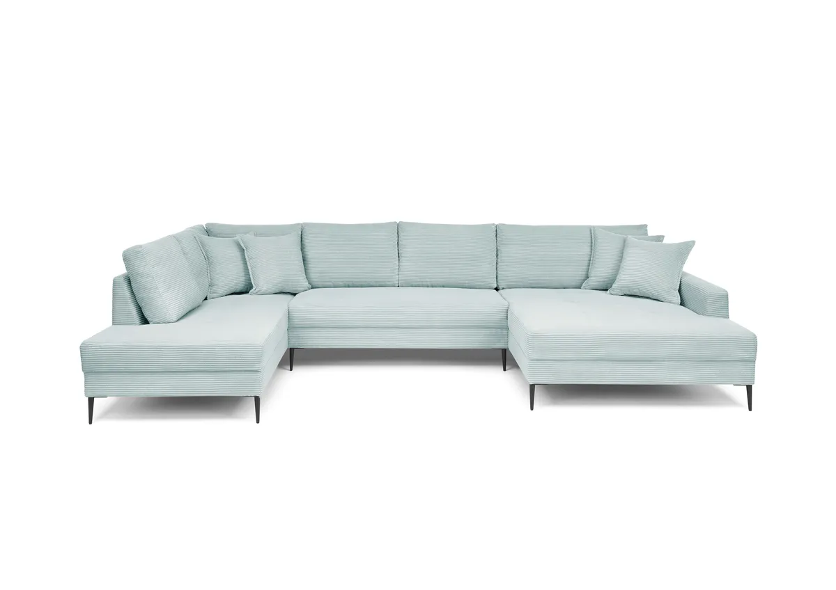 Wohnlandschaft - Ecke links, 2-Sitzer, Longchair rechts, Stoff, Mint