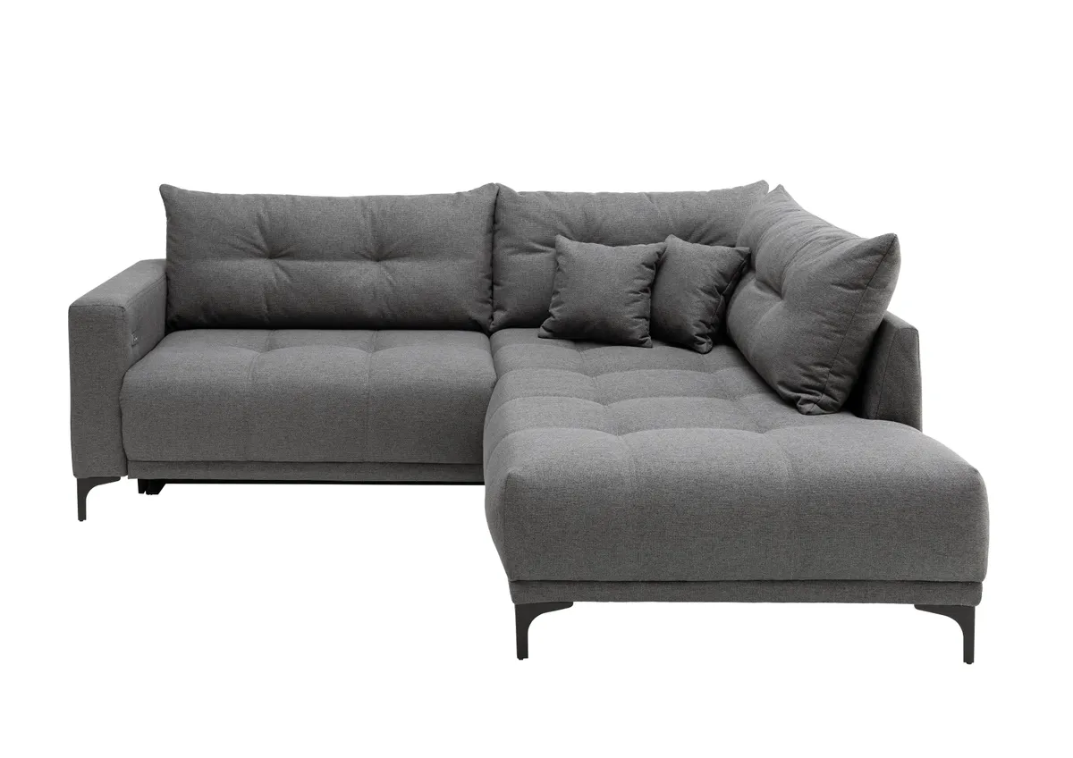 Ecksofa - 2-Sitzer mit Longchair rechts, Stoff, Anthrazit