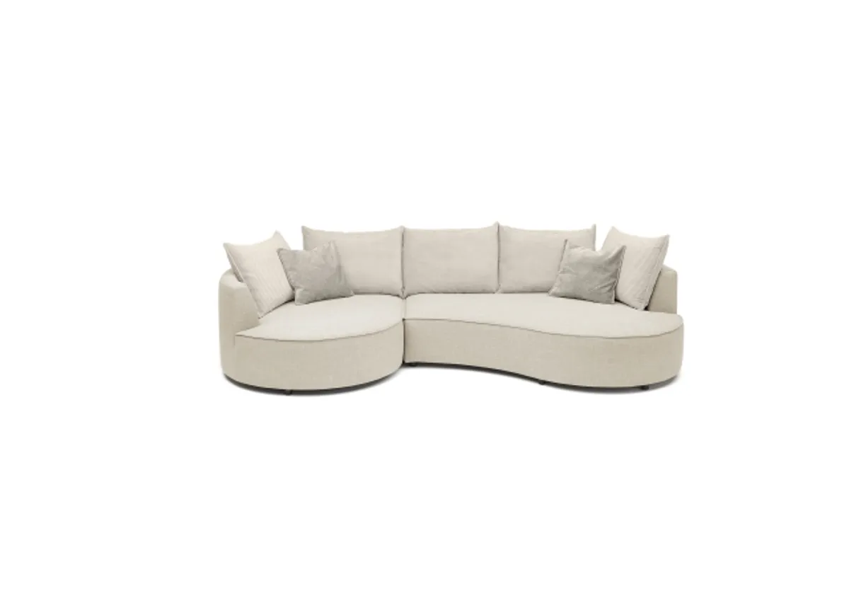 Ecksofa - Ecke links, 2-Sitzer, Stoff, Creme