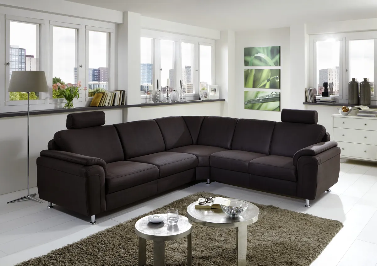 Ecksofa - 2,5-Sitzer, Ecke rechts in Stoff Dunkelbraun