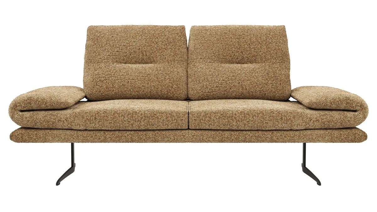 Ecksofa Lucero 2.0 - Longchair mit 2-Sitzer rechts inkl. Rückenlehne verstellbar, Stoff, Cognac