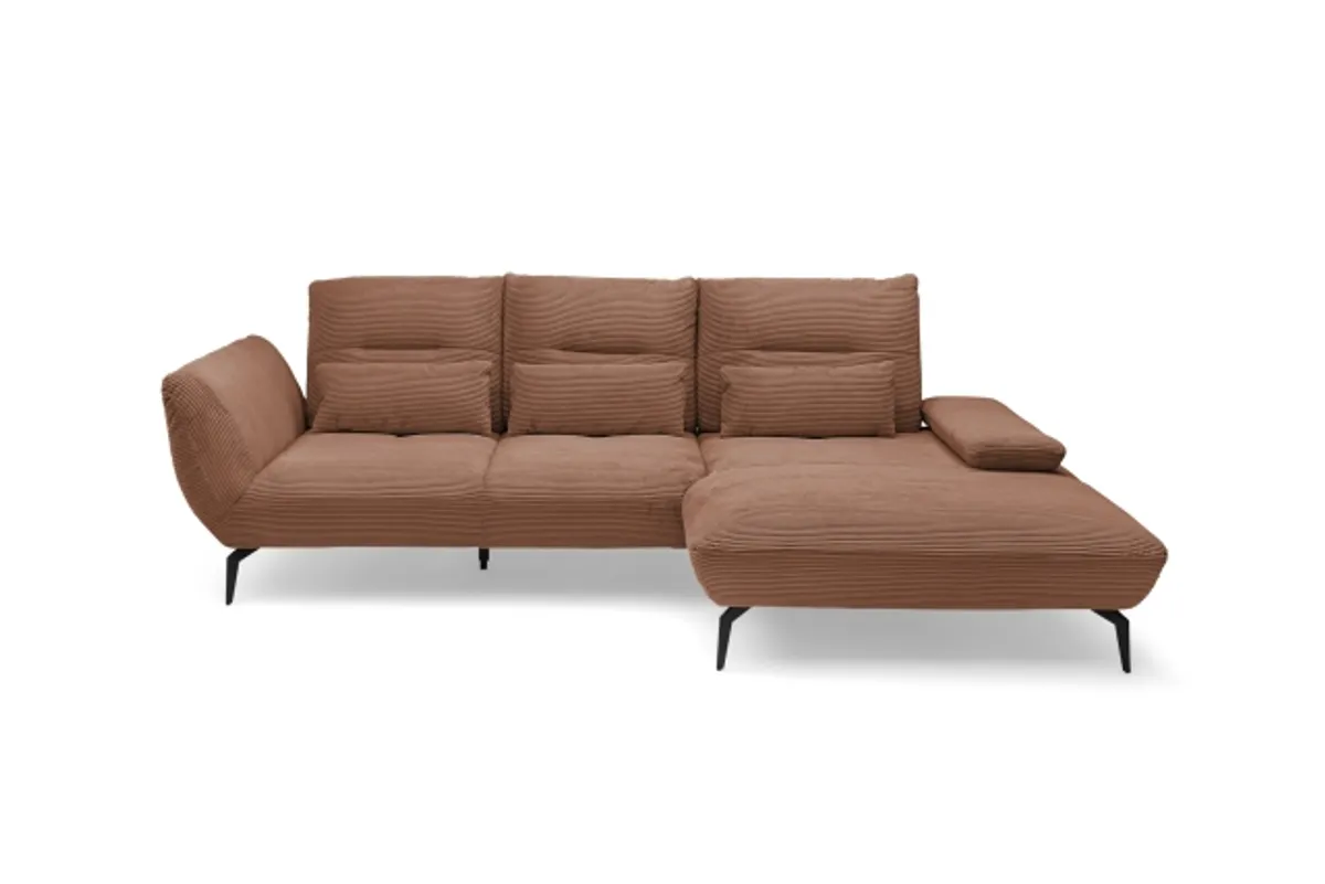 Ecksofa PAYTON - 2-Sitzer, Ecke rechts inkl. Rückenneigung, Armteilverstellung, Stoff, Kupfer
