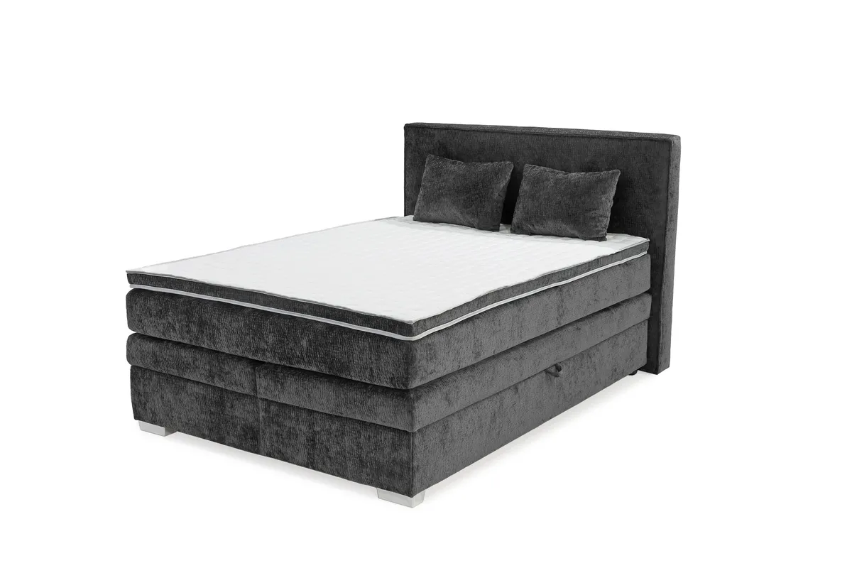 Boxspringbett JEANETTE- Liegefläche ca. 140x200 cm, Stoff, Grau