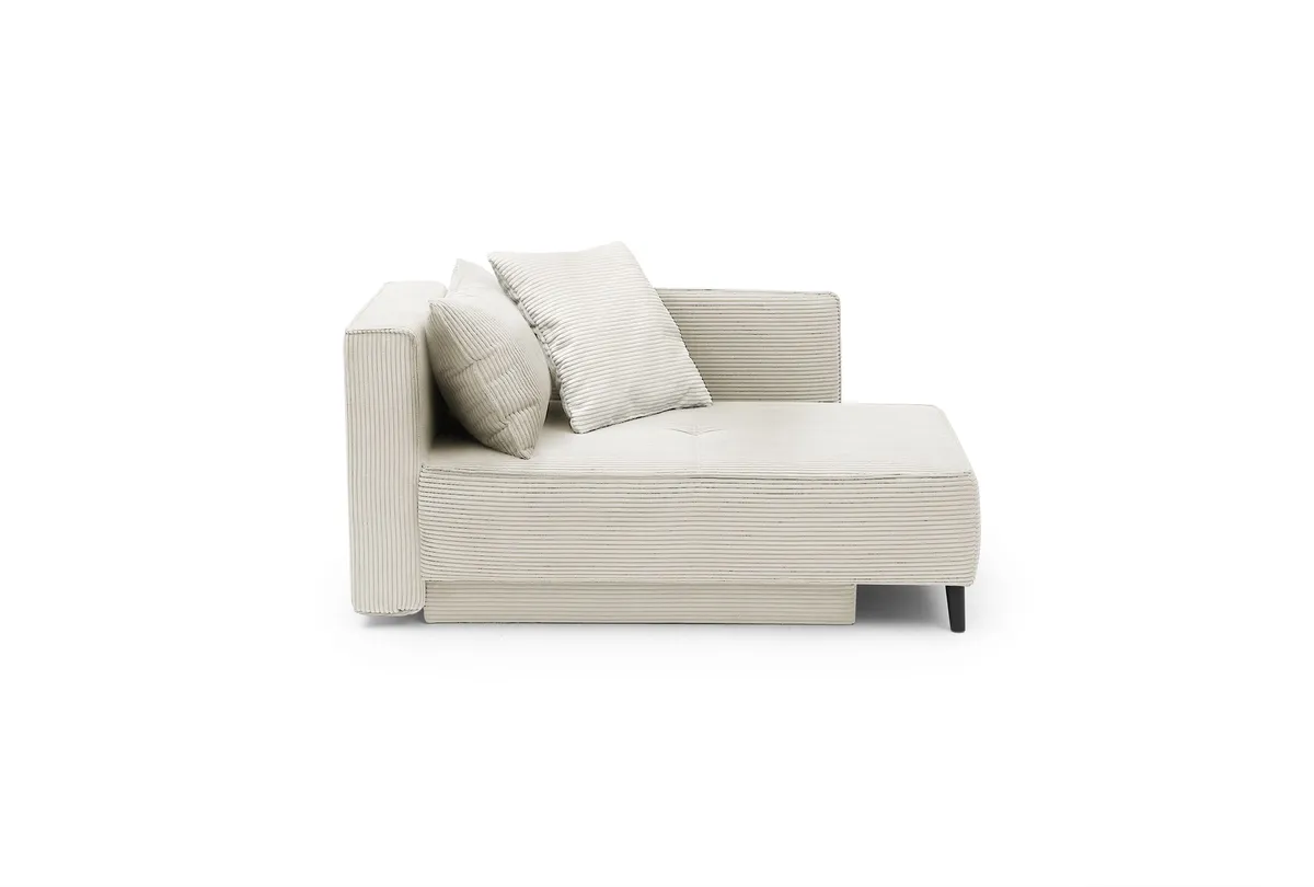 Recamiere - inkl. Schlaffunktion mit Bettkasten, Stoff, Beige