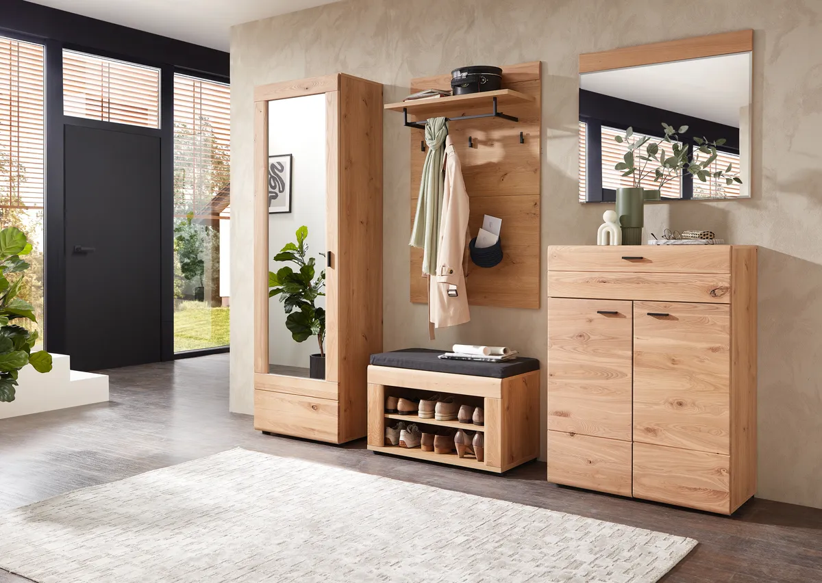 Garderoben-Kombination - Altesche massiv gebürstet