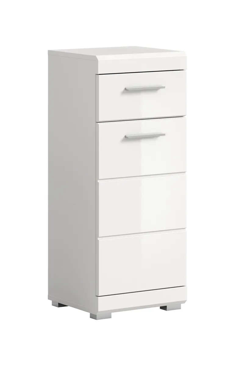Standschrank - B ca. 37 cm, Weiß, Weiß Hochglanz