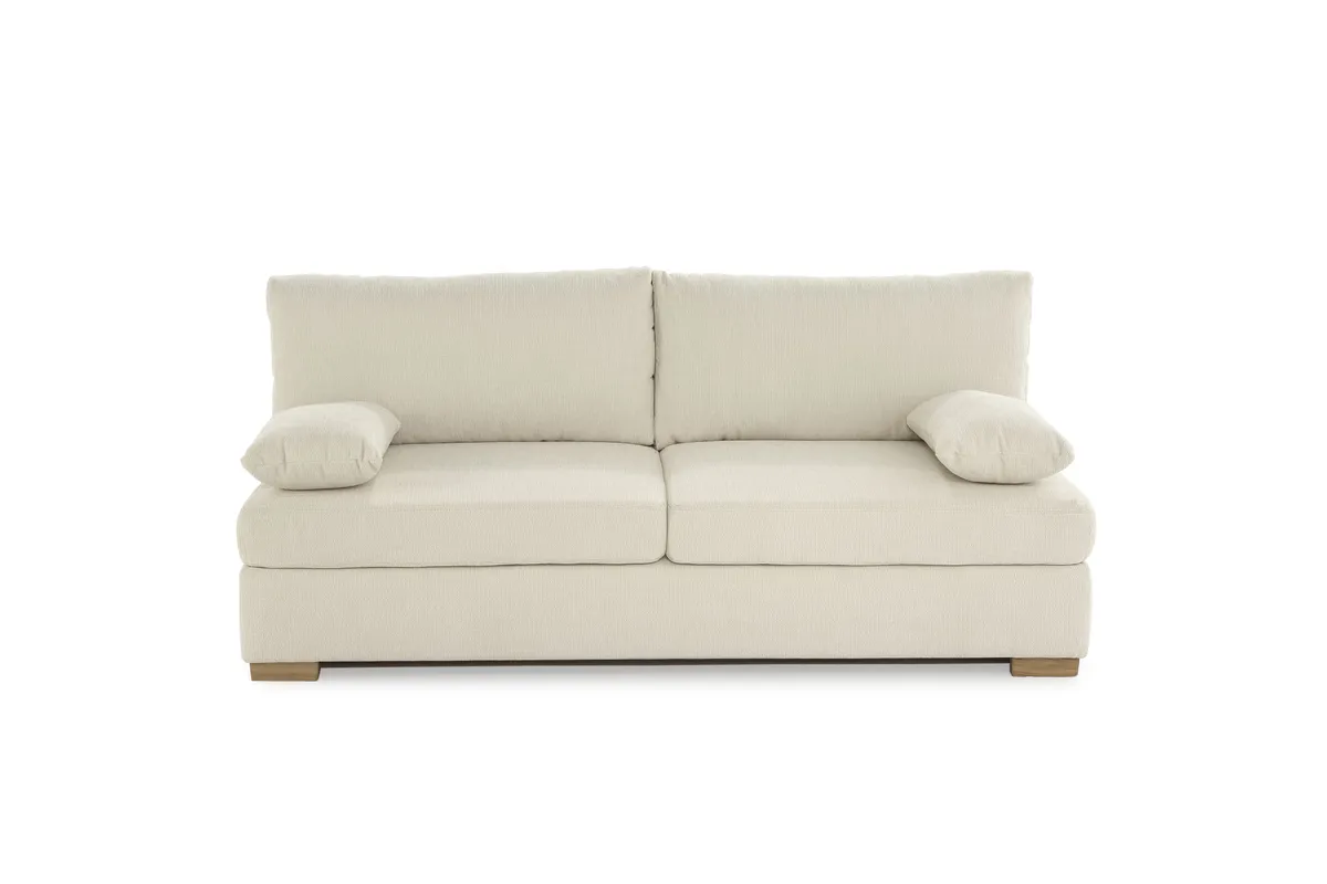 Sofa JELKO - 2-Sitzer inkl. Schlaffunktion mit Bettkasten, Stoff, Beige