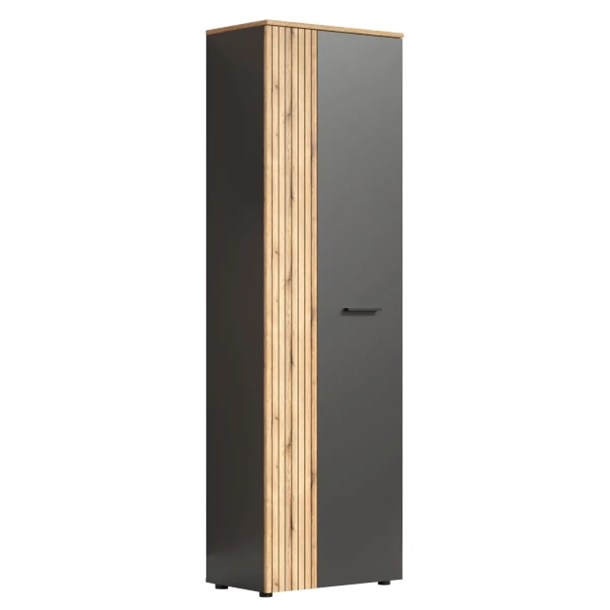 Garderobenschrank - B ca. 60 cm, Anthrazit, Eiche Coast Evoke Nachbildung