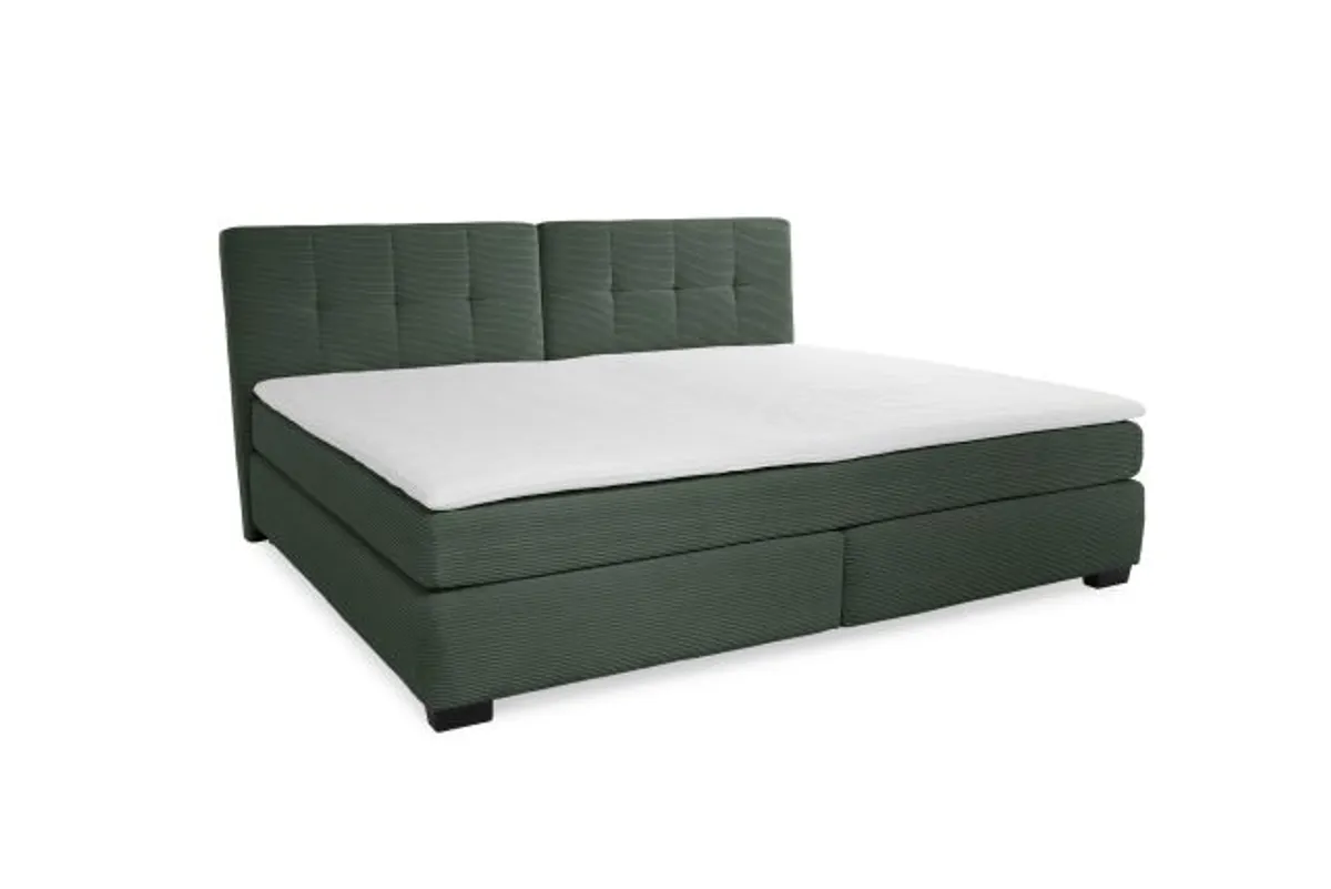 Boxspringbett JILA- Ligefläche ca. 240x200 cm, Stoff, Dunkelgrün
