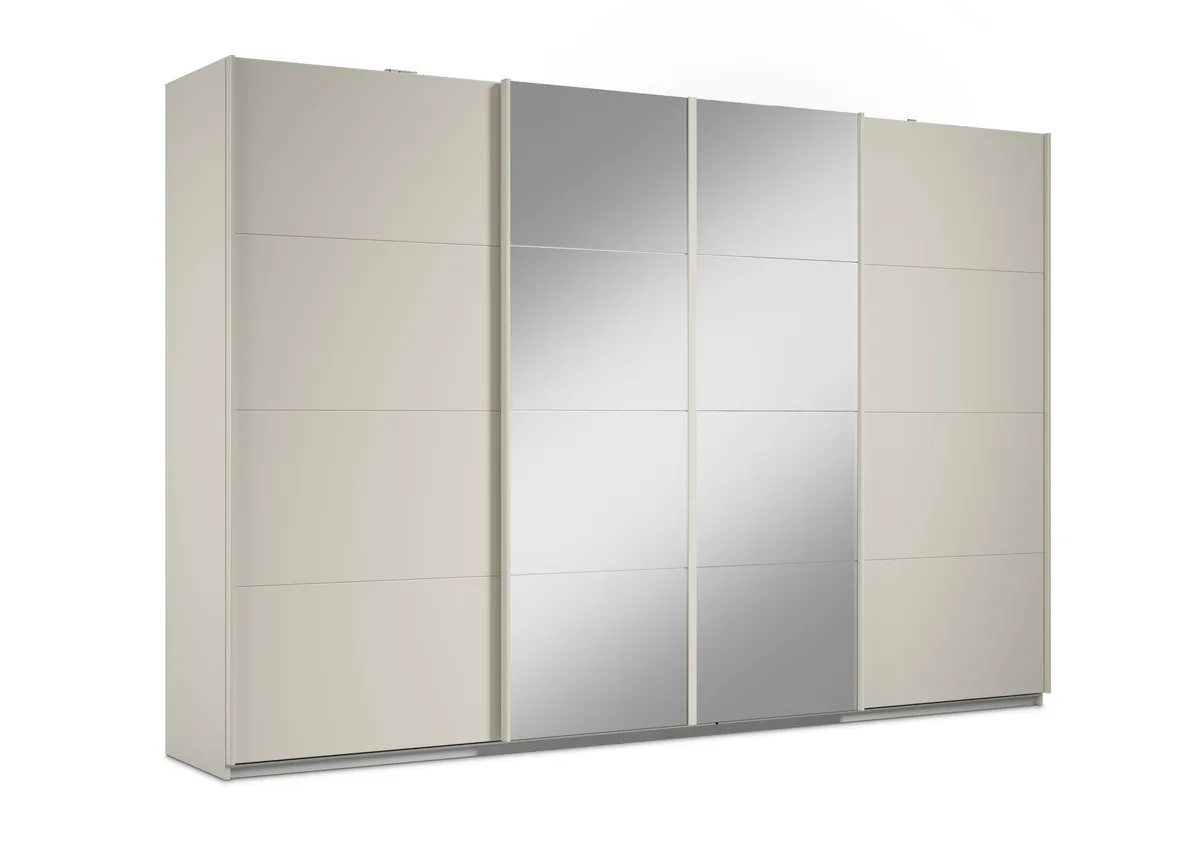 Schwebetürenschrank RIKK- B ca. 316 cm, Champagner, Spiegel